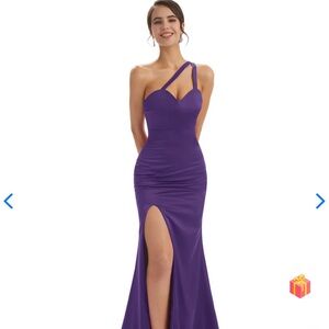 Sexy One Shoulder Soft Satin Side Slit Mermaid Long Maxi dress